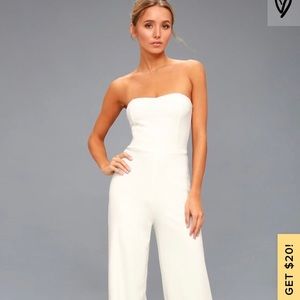 Edith White Strapless Jumpsuit from Lulus
